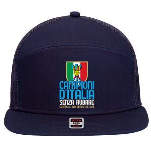 3 Volte Campioni Senza Rubare Napoli Tifosi Napoletani 1926 7 Panel Mesh Trucker Snapback Hat