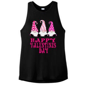 3 Valentine Gnomes Cute Hearts Happy Valentines Day Ladies PosiCharge Tri-Blend Wicking Tank