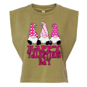 3 Valentine Gnomes Cute Hearts Happy Valentines Day Garment-Dyed Women's Muscle Tee