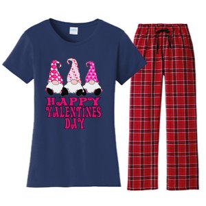 3 Valentine Gnomes Cute Hearts Happy Valentines Day Women's Flannel Pajama Set