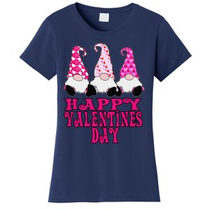 3 Valentine Gnomes Cute Hearts Happy Valentines Day Women's T-Shirt