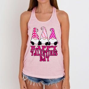 3 Valentine Gnomes Cute Hearts Happy Valentines Day Women's Knotted Racerback Tank