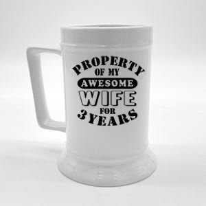 3rd Wedding Anniversary Wife Funny Gift 3 Year Husband My Awesome Beer Stein