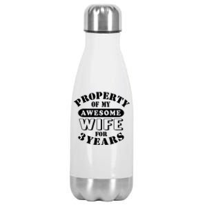 3rd Wedding Anniversary Wife Funny Gift 3 Year Husband My Awesome Stainless Steel Insulated Water Bottle