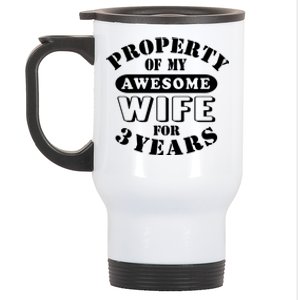 3rd Wedding Anniversary Wife Funny Gift 3 Year Husband My Awesome Stainless Steel Travel Mug