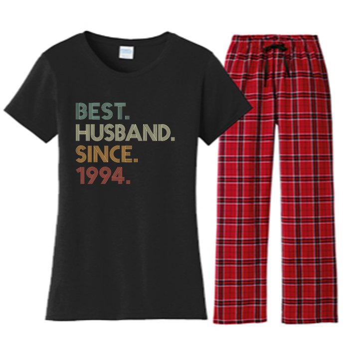 30th Wedding Anniversary Best Husband Since 1994 Women's Flannel Pajama Set