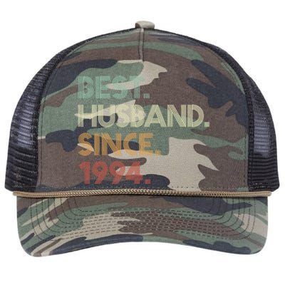 30th Wedding Anniversary Best Husband Since 1994 Retro Rope Trucker Hat Cap