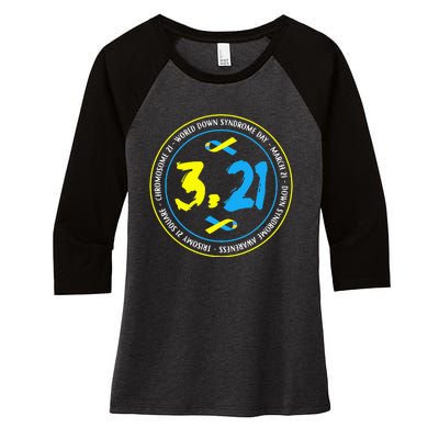 321 World Down Syndrome Awareness funny cancer Women's Tri-Blend 3/4-Sleeve Raglan Shirt