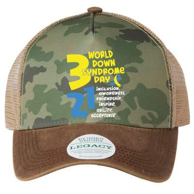 321 World Down Syndrome Day T21 Down Syndrome Down Right Perfect Legacy Tie Dye Trucker Hat