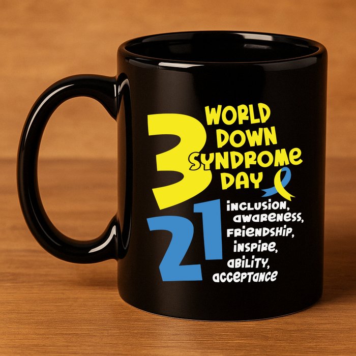 321 World Down Syndrome Day T21 Down Syndrome Down Right Perfect 11oz C Handle Ceramic Mug