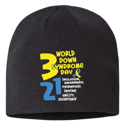 321 World Down Syndrome Day T21 Down Syndrome Down Right Perfect Sustainable Beanie