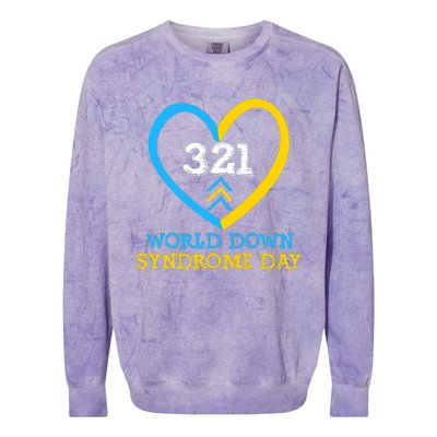 321 World Down Syndrome Awareness Day Trisomy 21 Colorblast Crewneck Sweatshirt