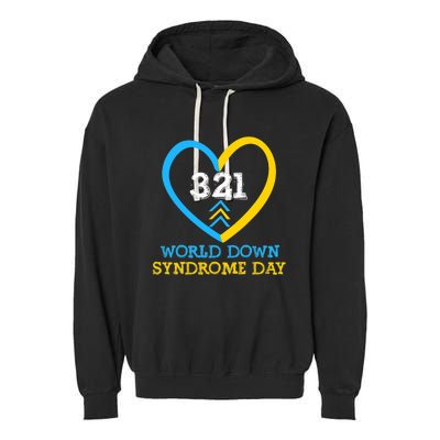 321 World Down Syndrome Awareness Day Trisomy 21 Garment-Dyed Fleece Hoodie