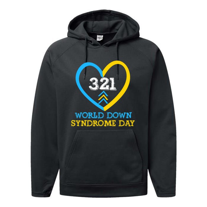 321 World Down Syndrome Awareness Day Trisomy 21 Performance Fleece Hoodie