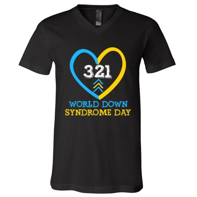 321 World Down Syndrome Awareness Day Trisomy 21 V-Neck T-Shirt