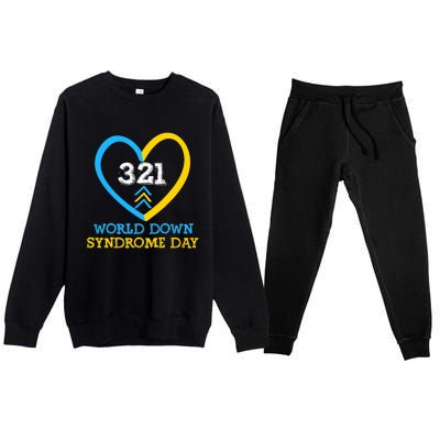 321 World Down Syndrome Awareness Day Trisomy 21 Premium Crewneck Sweatsuit Set