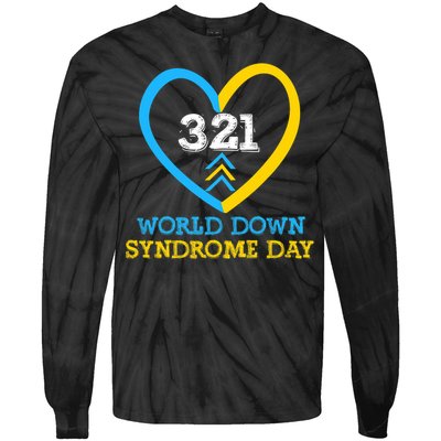 321 World Down Syndrome Awareness Day Trisomy 21 Tie-Dye Long Sleeve Shirt