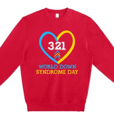 321 World Down Syndrome Awareness Day Trisomy 21 Premium Crewneck Sweatshirt