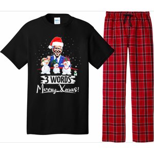 3 Words Merry Xmas Funny Biden Gift Pajama Set