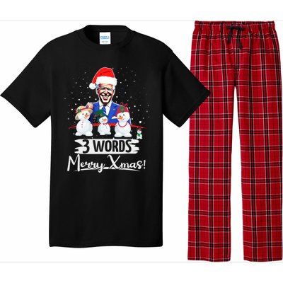 3 Words Merry Xmas Funny Biden Gift Pajama Set