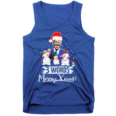 3 Words Merry Xmas Funny Biden Gift Tank Top