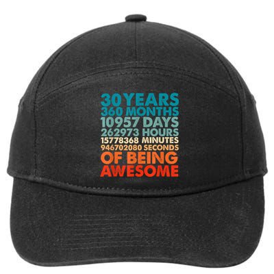 30 Years 360 Months Of Being Awesome 30th Birthday m.e.n 7-Panel Snapback Hat