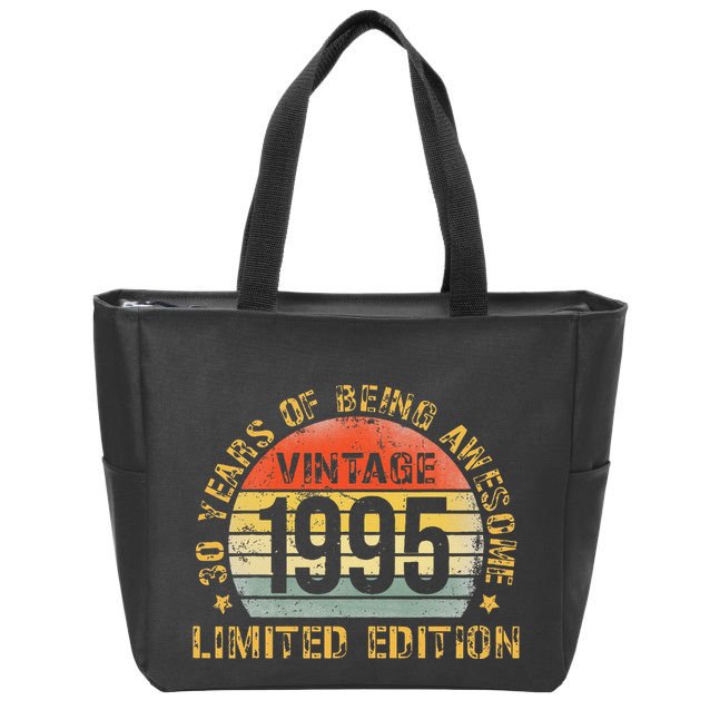 30 Year Birthday Decorations Gag 30yr 1995 30th Birthday Gift Zip Tote Bag