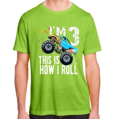 3 Year Old Gift Cool 3th Birthday Boy Gift For Monster Truck Car Lovers Adult ChromaSoft Performance T-Shirt