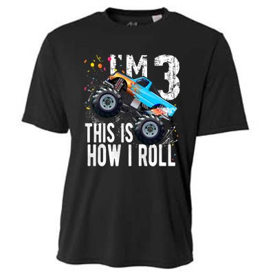 3 Year Old Gift Cool 3th Birthday Boy Gift For Monster Truck Car Lovers Cooling Performance Crew T-Shirt