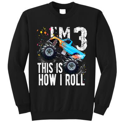 3 Year Old Gift Cool 3th Birthday Boy Gift For Monster Truck Car Lovers Sweatshirt