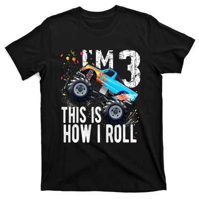 3 Year Old Gift Cool 3th Birthday Boy Gift For Monster Truck Car Lovers T-Shirt