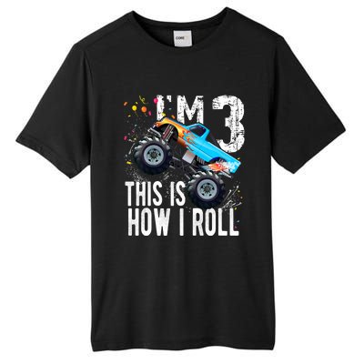 3 Year Old Gift Cool 3th Birthday Boy Gift For Monster Truck Car Lovers Tall Fusion ChromaSoft Performance T-Shirt