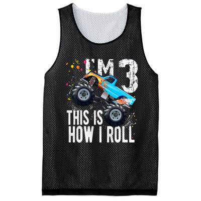 3 Year Old Gift Cool 3th Birthday Boy Gift For Monster Truck Car Lovers Mesh Reversible Basketball Jersey Tank