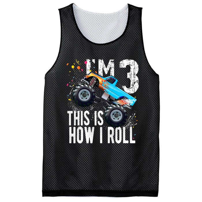 3 Year Old Gift Cool 3th Birthday Boy Gift For Monster Truck Car Lovers Mesh Reversible Basketball Jersey Tank