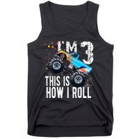 3 Year Old Gift Cool 3th Birthday Boy Gift For Monster Truck Car Lovers Tank Top