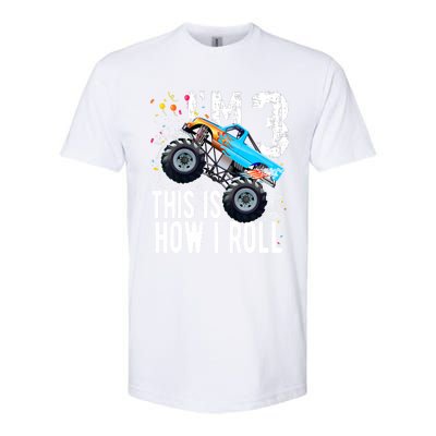 3 Year Old Gift Cool 3th Birthday Boy Gift For Monster Truck Car Lovers Softstyle CVC T-Shirt