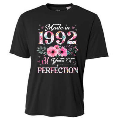 31 Year Old Made In 1992 Floral 31st Birthday Gifts Women Cooling Performance Crew T-Shirt