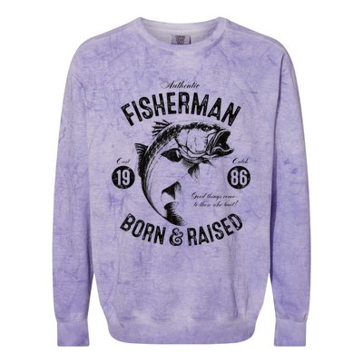 37 Year Old Fisherman Fishing 1986 37th Birthday Gift Colorblast Crewneck Sweatshirt