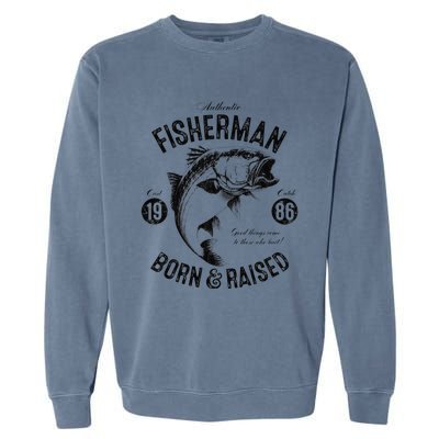 37 Year Old Fisherman Fishing 1986 37th Birthday Gift Garment-Dyed Sweatshirt