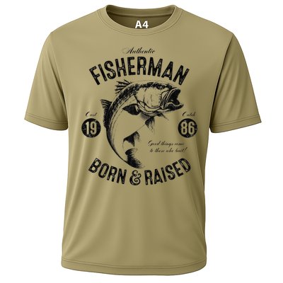 37 Year Old Fisherman Fishing 1986 37th Birthday Gift Cooling Performance Crew T-Shirt