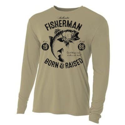 37 Year Old Fisherman Fishing 1986 37th Birthday Gift Cooling Performance Long Sleeve Crew