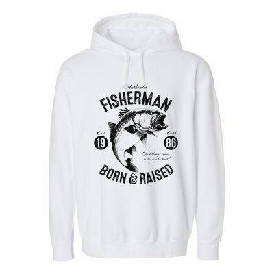 37 Year Old Fisherman Fishing 1986 37th Birthday Gift Garment-Dyed Fleece Hoodie