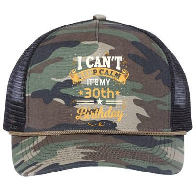 30 Year Old shirt I Can't Keep Calm It's My 30th Birthday Retro Rope Trucker Hat Cap