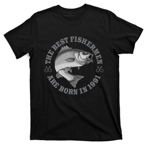 32 Year Old Fisherman Fishing 1991 32nd Birthday T-Shirt