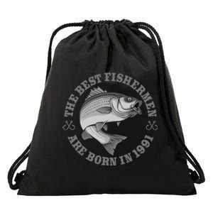 32 Year Old Fisherman Fishing 1991 32nd Birthday Drawstring Bag