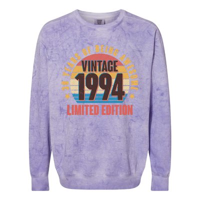 30 Years Of Being Awesome 1994 Limited Edition Vintage Retro Colorblast Crewneck Sweatshirt