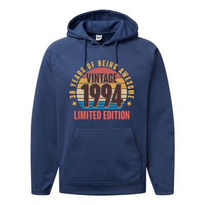 30 Years Of Being Awesome 1994 Limited Edition Vintage Retro Performance Fleece Hoodie