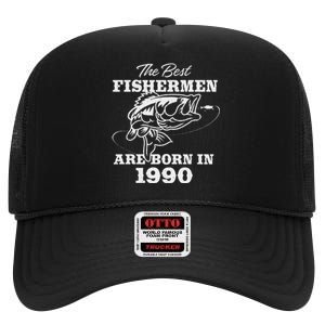 33 Year Old Fisherman Fishing 1990 33rd Birthday High Crown Mesh Back Trucker Hat