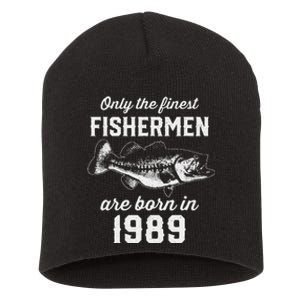 34 Year Old Fisherman Fishing 1989 34th Birthday Short Acrylic Beanie