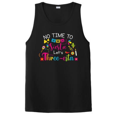 3 Year Old Mexican Fiesta No Time To Siesta Let's Threeesta Funny PosiCharge Competitor Tank